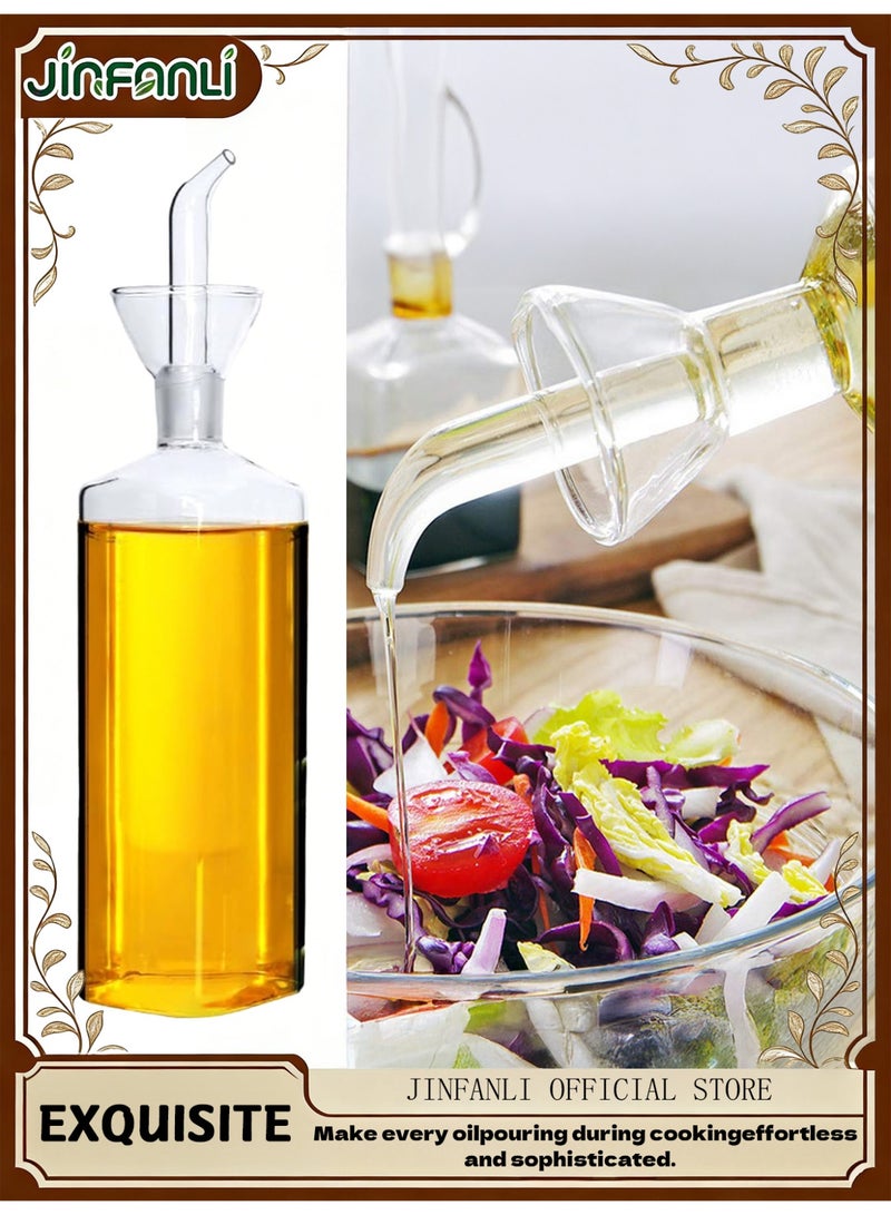 JINFANLI Oil Bottle Glass Olive Oil Dispenser Bottle Glass Cooking Oil Vinegar Measuring Dispenser With Spout for Kitchen and BBQ (500ml/16.91oz) - Image 1